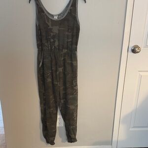 Caution To The Wind camouflage jumpsuit with pockets